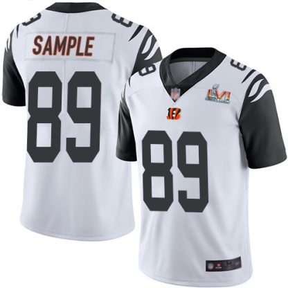 Nike Cincinnati Bengals #89 Drew Sample White Super Bowl LVI Patch Youth Stitched NFL Limited Rush Jersey