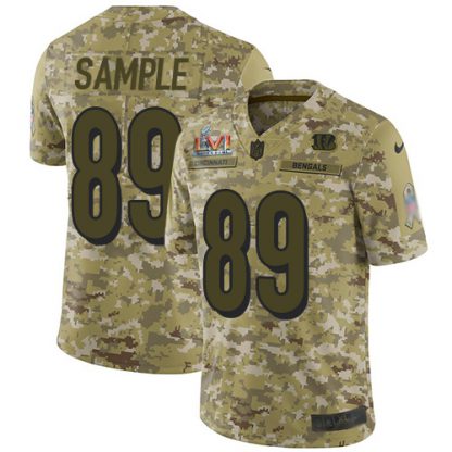 Nike Cincinnati Bengals #89 Drew Sample Camo Super Bowl LVI Patch Youth Stitched NFL Limited 2018 Salute To Service Jersey