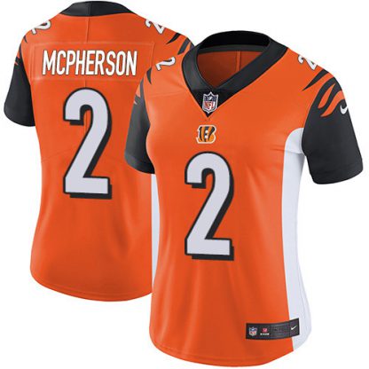 Nike Cincinnati Bengals #2 Evan McPherson Orange Alternate Women's Stitched NFL Vapor Untouchable Limited Jersey