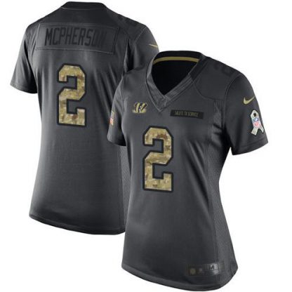 Nike Cincinnati Bengals #2 Evan McPherson Black Women's Stitched NFL Limited 2016 Salute to Service Jersey