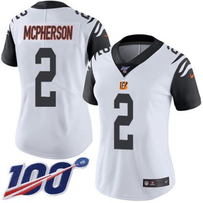 Nike Cincinnati Bengals #2 Evan McPherson White Women's Stitched NFL Limited Rush 100th Season Jersey