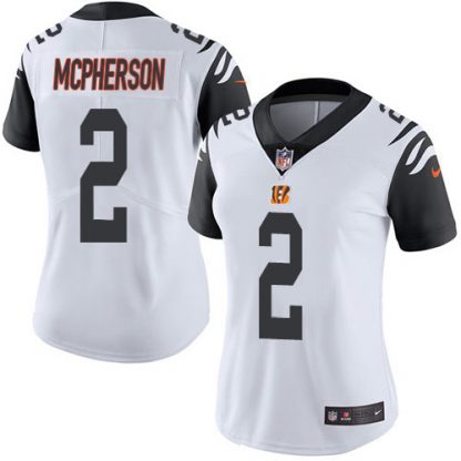 Nike Cincinnati Bengals #2 Evan McPherson White Women's Stitched NFL Limited Rush Jersey