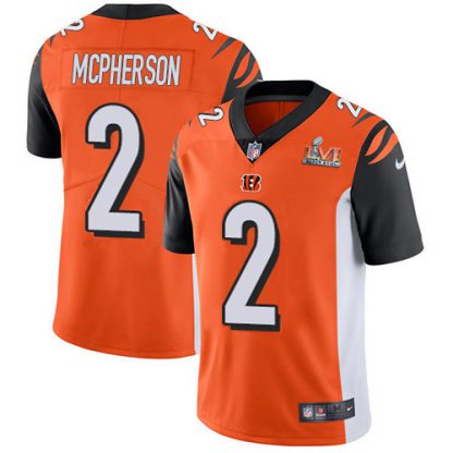 Nike Cincinnati Bengals #2 Evan McPherson Orange Alternate Super Bowl LVI Patch Men's Stitched NFL Vapor Untouchable Limited Jersey