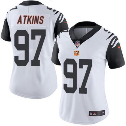 Nike Cincinnati Bengals #97 Geno Atkins White Women's Stitched NFL Limited Rush Jersey