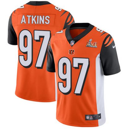 Nike Cincinnati Bengals #97 Geno Atkins Orange Alternate Super Bowl LVI Patch Youth Stitched NFL Vapor Untouchable Limited Jersey