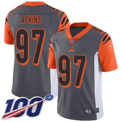 Nike Cincinnati Bengals #97 Geno Atkins Silver Men's Stitched NFL Limited Inverted Legend 100th Season Jersey