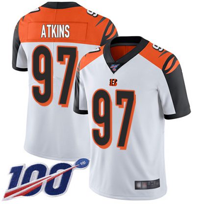 Nike Cincinnati Bengals #97 Geno Atkins White Men's Stitched NFL 100th Season Vapor Limited Jersey