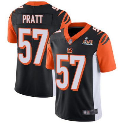 Nike Cincinnati Bengals #57 Germaine Pratt Black Team Color Super Bowl LVI Patch Youth Stitched NFL Vapor Untouchable Limited Jersey