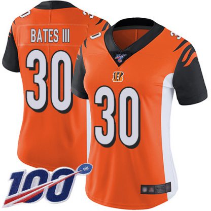 Nike Cincinnati Bengals #30 Jessie Bates III Orange Alternate Women's Stitched NFL 100th Season Vapor Limited Jersey