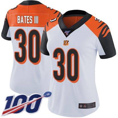 Nike Cincinnati Bengals #30 Jessie Bates III White Women's Stitched NFL 100th Season Vapor Limited Jersey