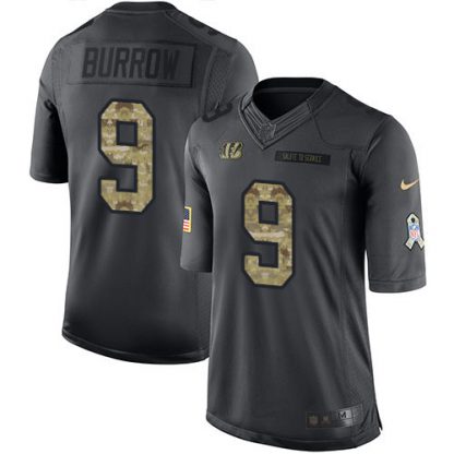 Nike Cincinnati Bengals #9 Joe Burrow Black Men's Stitched NFL Limited 2016 Salute to Service Jersey