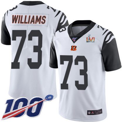 Nike Cincinnati Bengals #73 Jonah Williams White Super Bowl LVI Patch Youth Stitched NFL Limited Rush 100th Season Jersey