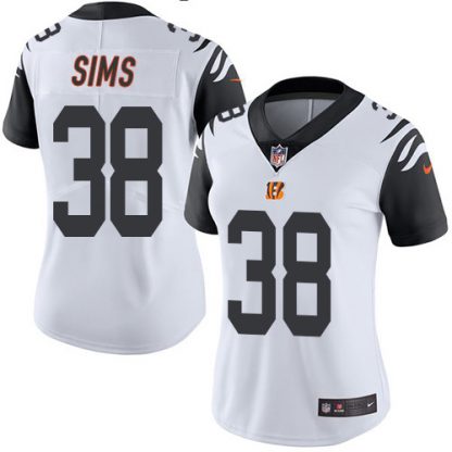Nike Cincinnati Bengals #38 LeShaun Sims White Women's Stitched NFL Limited Rush Jersey