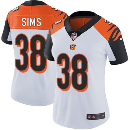 Nike Cincinnati Bengals #38 LeShaun Sims White Women's Stitched NFL Vapor Untouchable Limited Jersey