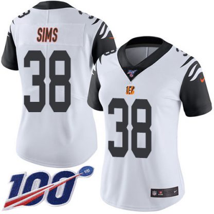 Nike Cincinnati Bengals #38 LeShaun Sims White Women's Stitched NFL Limited Rush 100th Season Jersey