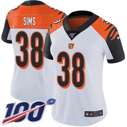 Nike Cincinnati Bengals #38 LeShaun Sims White Women's Stitched NFL 100th Season Vapor Untouchable Limited Jersey