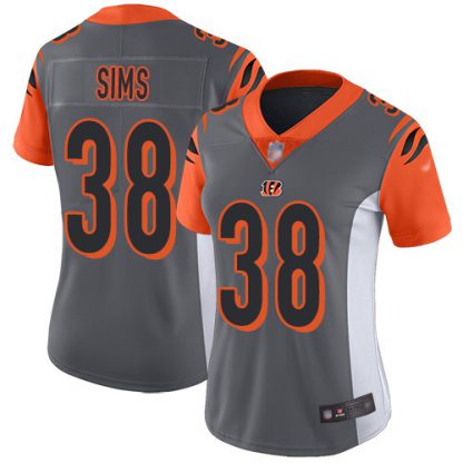 Nike Cincinnati Bengals #38 LeShaun Sims Silver Women's Stitched NFL Limited Inverted Legend Jersey