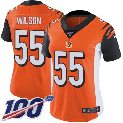 Nike Cincinnati Bengals #55 Logan Wilson Orange Alternate Women's Stitched NFL 100th Season Vapor Untouchable Limited Jersey