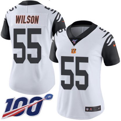 Nike Cincinnati Bengals #55 Logan Wilson White Women's Stitched NFL Limited Rush 100th Season Jersey