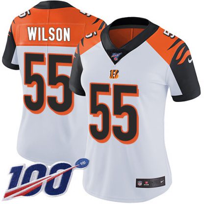 Nike Cincinnati Bengals #55 Logan Wilson White Women's Stitched NFL 100th Season Vapor Untouchable Limited Jersey