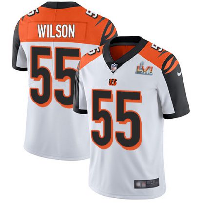 Nike Cincinnati Bengals #55 Logan Wilson White Super Bowl LVI Patch Men's Stitched NFL Vapor Untouchable Limited Jersey
