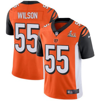 Nike Cincinnati Bengals #55 Logan Wilson Orange Alternate Super Bowl LVI Patch Men's Stitched NFL Vapor Untouchable Limited Jersey