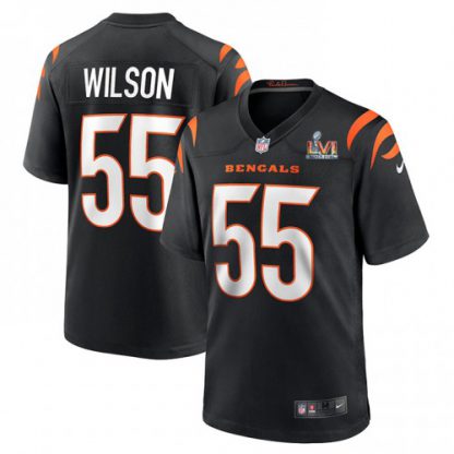 Cincinnati Cincinnati Bengals #55 Logan Wilson Black Super Bowl LVI Patch Nike Game Jersey