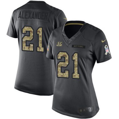 Nike Cincinnati Bengals #21 Mackensie Alexander Black Women's Stitched NFL Limited 2016 Salute to Service Jersey