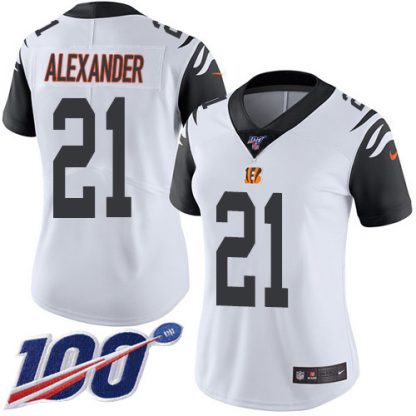 Nike Cincinnati Bengals #21 Mackensie Alexander White Women's Stitched NFL Limited Rush 100th Season Jersey