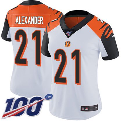 Nike Cincinnati Bengals #21 Mackensie Alexander White Women's Stitched NFL 100th Season Vapor Untouchable Limited Jersey