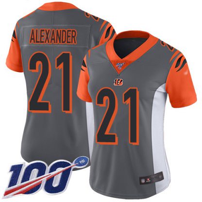 Nike Cincinnati Bengals #21 Mackensie Alexander Silver Women's Stitched NFL Limited Inverted Legend 100th Season Jersey