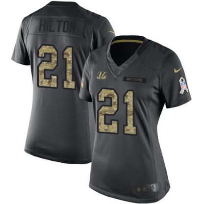Nike Cincinnati Bengals #21 Mike Hilton Black Women's Stitched NFL Limited 2016 Salute to Service Jersey