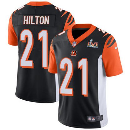 Nike Cincinnati Bengals #21 Mike Hilton Black Team Color Super Bowl LVI Patch Men's Stitched NFL Vapor Untouchable Limited Jersey