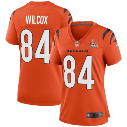 Cincinnati Cincinnati Bengals #84 Mitchell Wilcox Orange Super Bowl LVI Patch Nike Women's Game Jersey