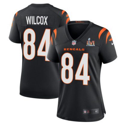 Cincinnati Cincinnati Bengals #84 Mitchell Wilcox Black Super Bowl LVI Patch Nike Women's Game Jersey