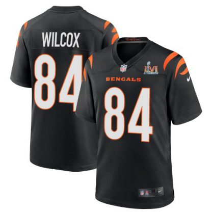 Cincinnati Cincinnati Bengals #84 Mitchell Wilcox Black Super Bowl LVI Patch Nike Game Jersey