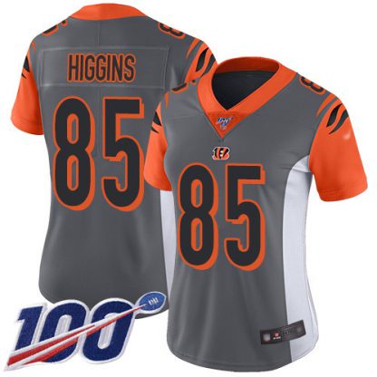 Nike Cincinnati Bengals #85 Tee Higgins Silver Women's Stitched NFL Limited Inverted Legend 100th Season Jersey