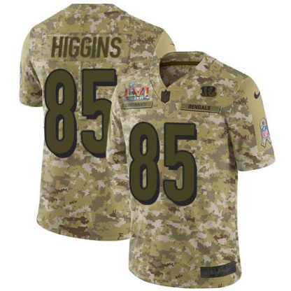 Nike Cincinnati Bengals #85 Tee Higgins Camo Super Bowl LVI Patch Youth Stitched NFL Limited 2018 Salute To Service Jersey