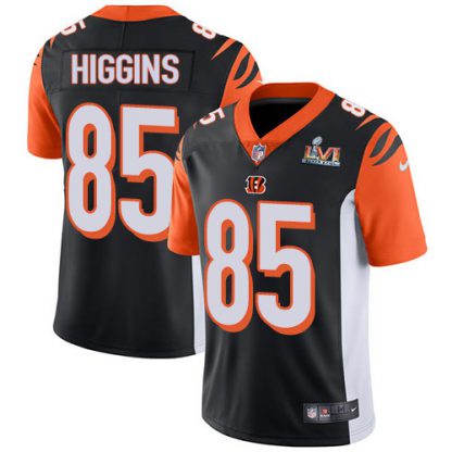 Nike Cincinnati Bengals #85 Tee Higgins Black Team Color Super Bowl LVI Patch Men's Stitched NFL Vapor Untouchable Limited Jersey