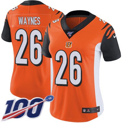 Nike Cincinnati Bengals #26 Trae Waynes Orange Alternate Women's Stitched NFL 100th Season Vapor Untouchable Limited Jersey