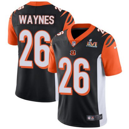 Nike Cincinnati Bengals #26 Trae Waynes Black Team Color Super Bowl LVI Patch Youth Stitched NFL Vapor Untouchable Limited Jersey