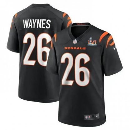 Cincinnati Cincinnati Bengals #26 Trae Waynes Black Super Bowl LVI Patch Nike Game Jersey