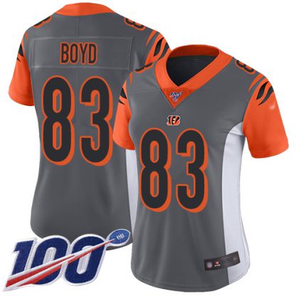 Nike Cincinnati Bengals #83 Tyler Boyd Silver Women's Stitched NFL Limited Inverted Legend 100th Season Jersey