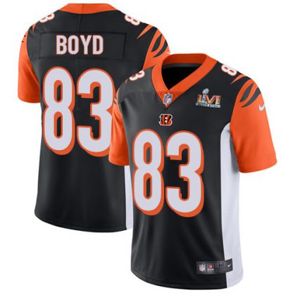 Nike Cincinnati Bengals #83 Tyler Boyd Black Team Color Super Bowl LVI Patch Youth Stitched NFL Vapor Untouchable Limited Jersey
