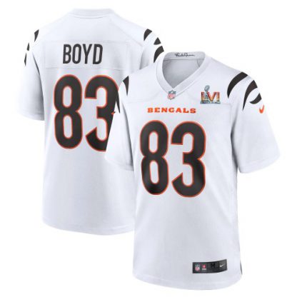 Cincinnati Cincinnati Bengals #83 Tyler Boyd White Super Bowl LVI Patch Nike Game Jersey