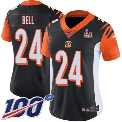 Nike Cincinnati Bengals #24 Vonn Bell Black Team Color Super Bowl LVI Patch Women's Stitched NFL 100th Season Vapor Untouchable Limited Jersey