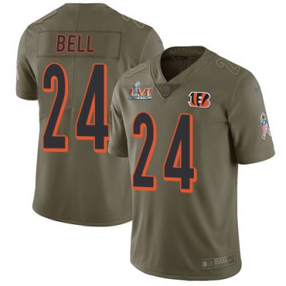 Nike Cincinnati Bengals #24 Vonn Bell Olive Super Bowl LVI Patch Youth Stitched NFL Limited 2017 Salute To Service Jersey