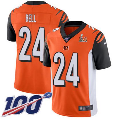 Nike Cincinnati Bengals #24 Vonn Bell Orange Super Bowl LVI Patch Alternate Youth Stitched NFL 100th Season Vapor Limited Jersey