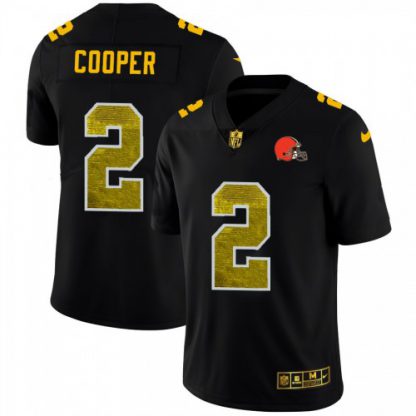 Cleveland Cleveland Browns #2 Amari Cooper Men's Black Nike Golden Sequin Vapor Limited NFL Jersey