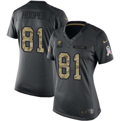 Nike Cleveland Browns #81 Austin Hooper Black Women's Stitched NFL Limited 2016 Salute to Service Jersey